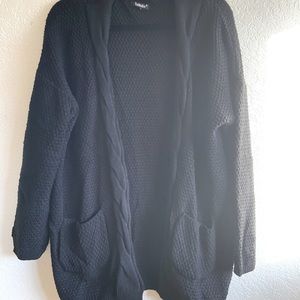 Traleubie cable knit cardigan sweater XL black